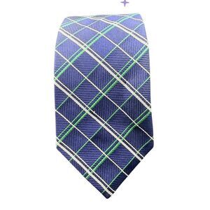 Brooks Brothers Men’s Silk Necktie Blue/Green/White Pattern USA Preppy Tie
